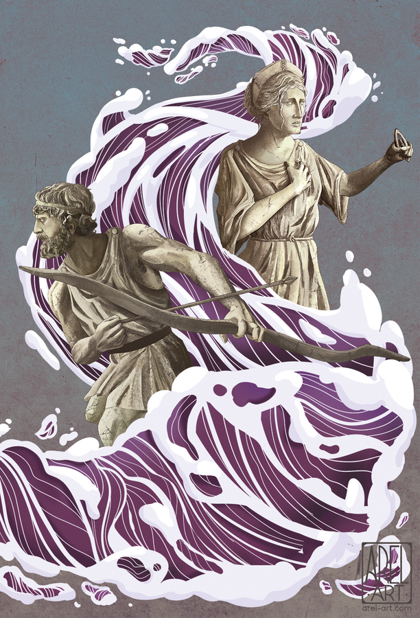 "The Odyssey" character poster, digital painting, 2025.