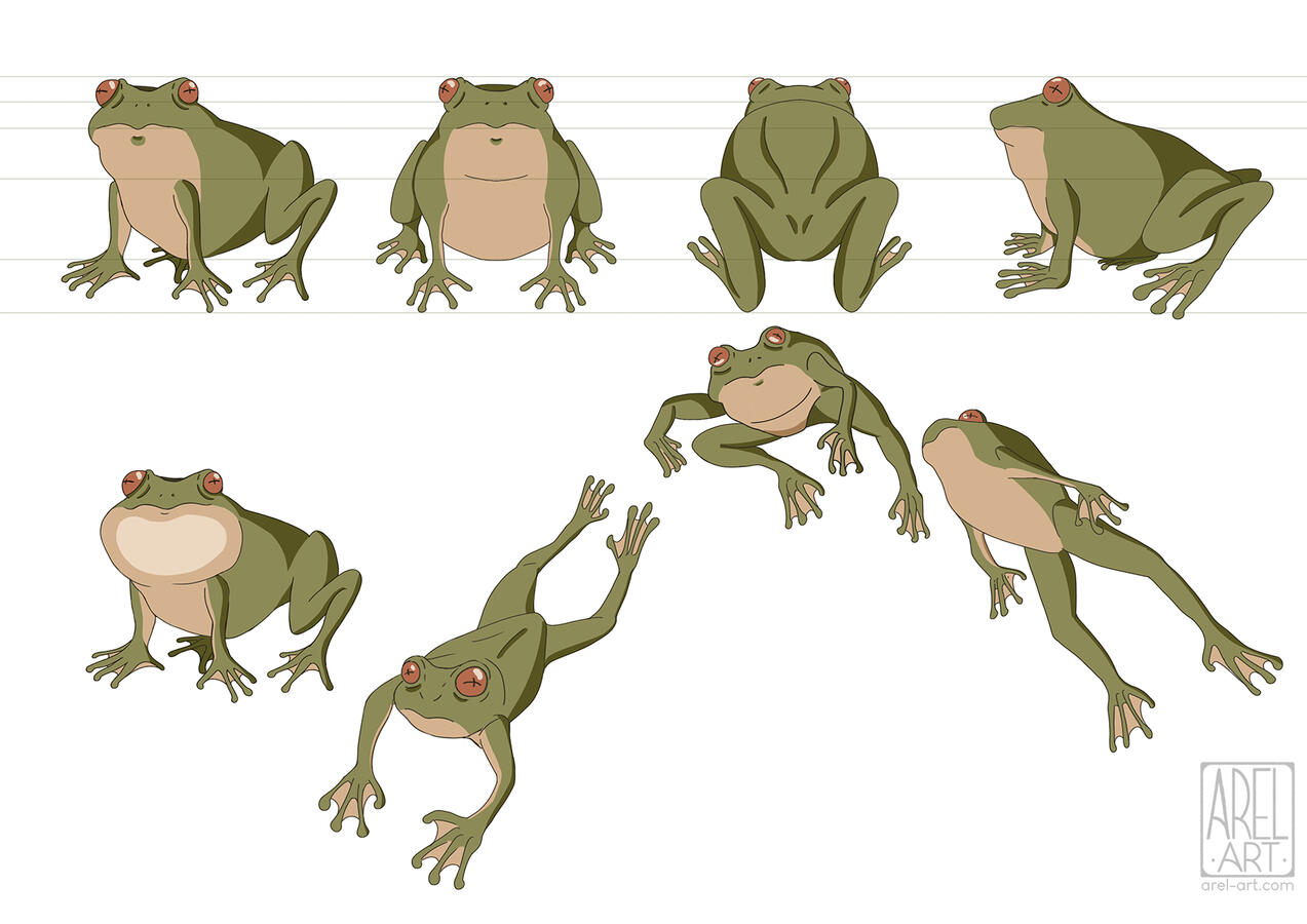 "Frog" character sheet for animation, 2025.
