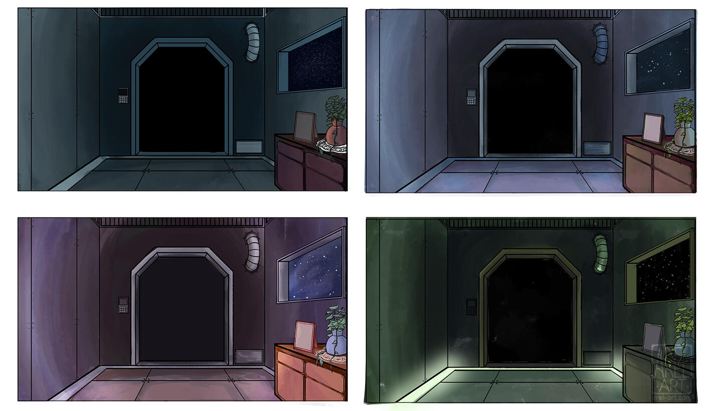 Colour tests for animation design, 2023.