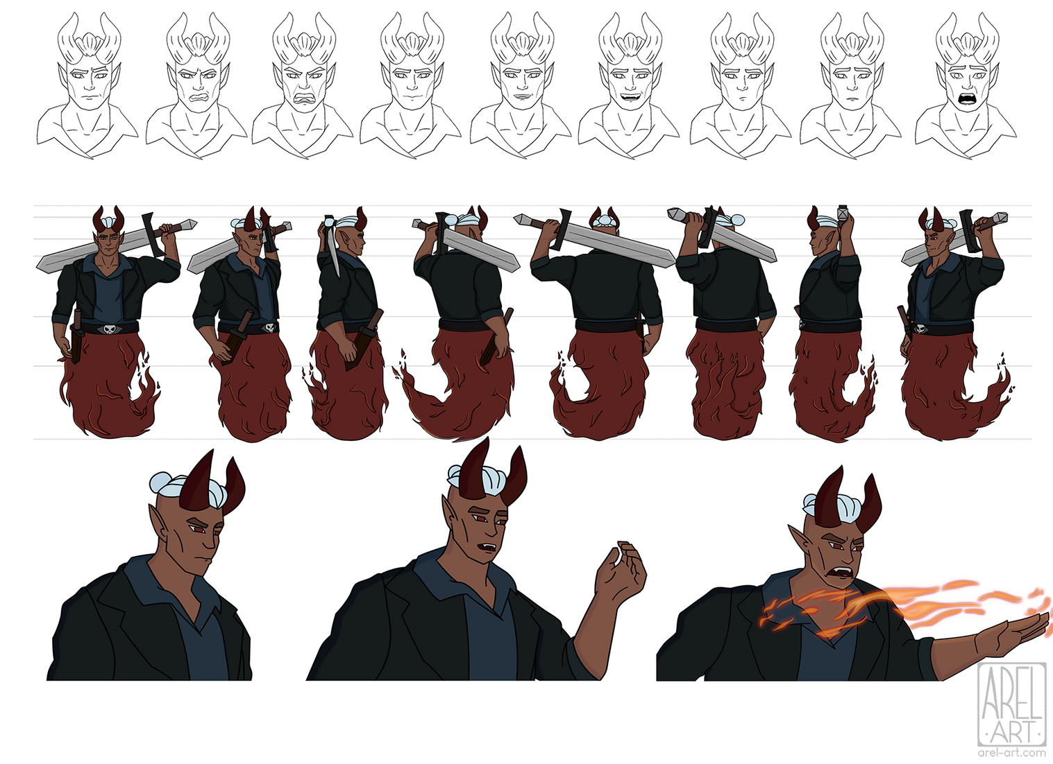 &quot;Malleus&quot; character animation turnaround and expressions, 2023.