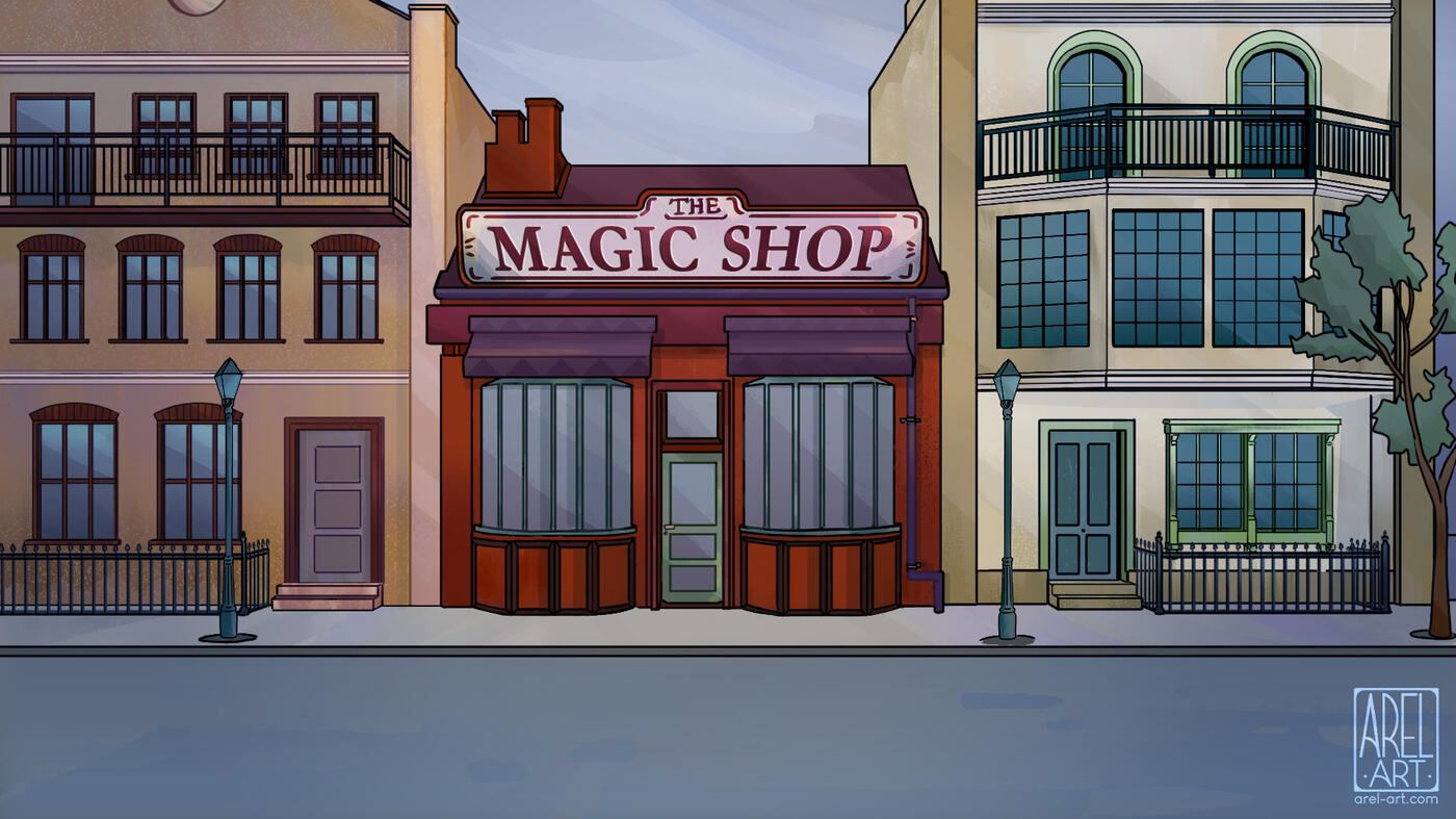 Magic shop exterior, 2025